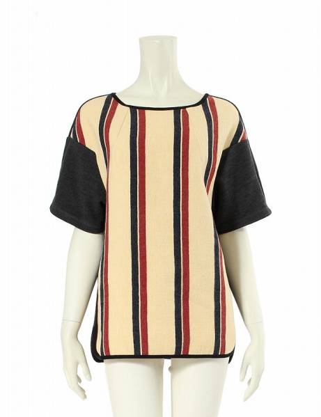 ドリスヴァンノッテン ストライプ ニット XS アイボリー 黒 赤