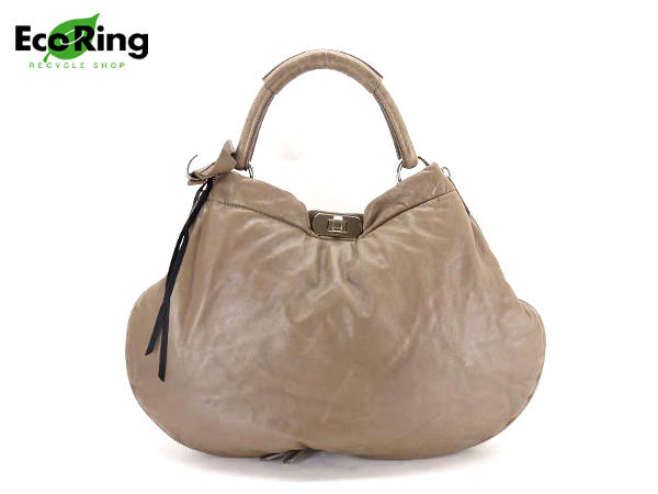 1円 マルニ レザー セミショルダーバッグ ブラウン BP233