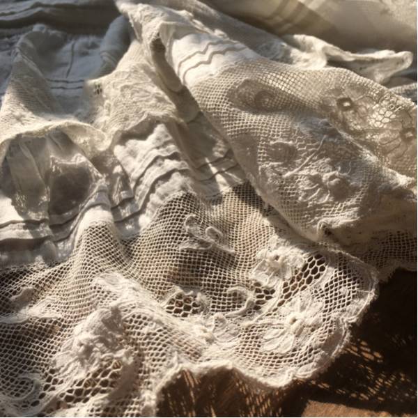 antique フランス 巾着 刺繍 レース アンティーク antique フランス