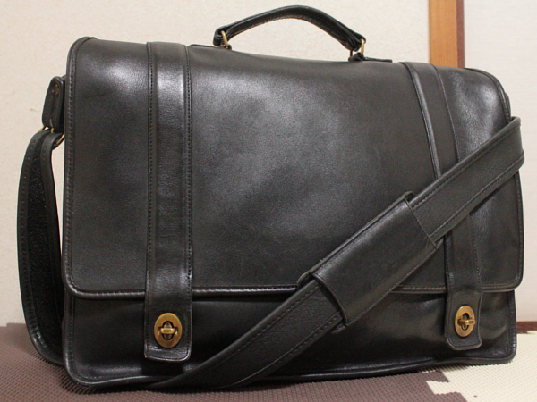 綺麗め♪COACH グラブタンレザー 2WAY 2層メンズ書類バッグ 黒 COACH