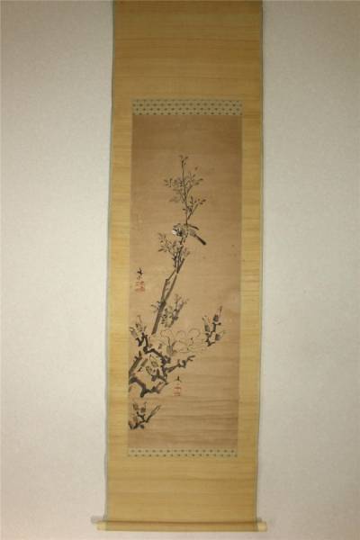 谷文晁　谷文一　合作　花鳥図　箱無　22　ｋ669　■KR■