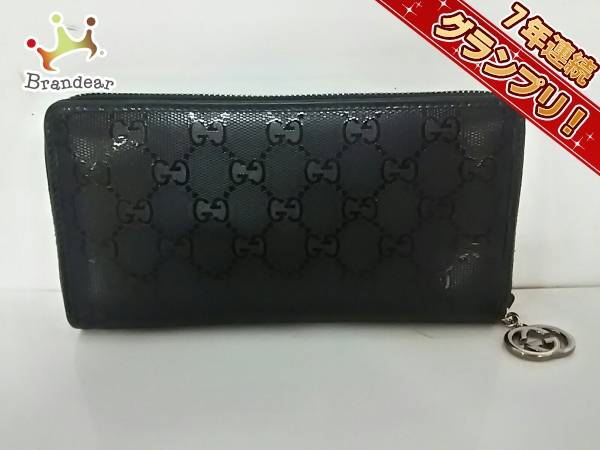 グッチ 長財布 美品 インプリメ 212110 黒 ラウンドファスナー