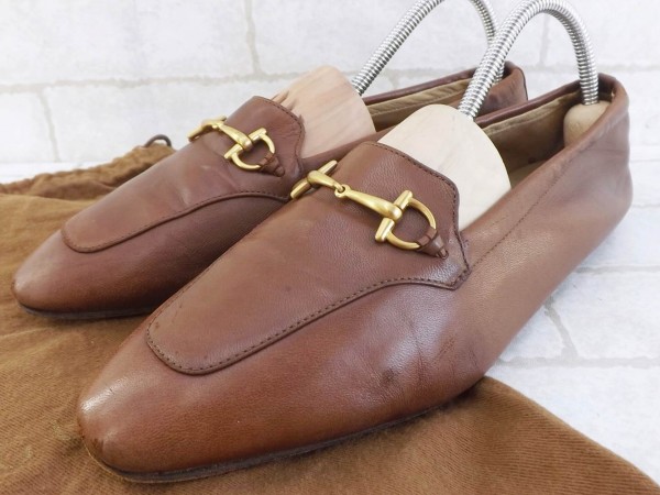 グッチ GUCCI ビット レザー ローファー フラット 38 1/2 *50495