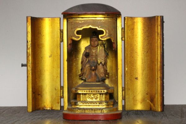 仏教美術 木彫り 荼枳尼天像 稲荷神 納厨子 - 荼枳尼天