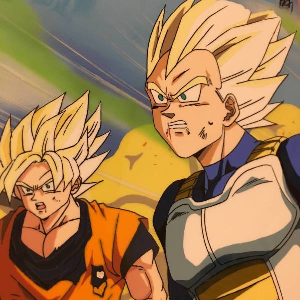 ドラゴンボールZ 背景付 セル画 スーパーサイヤ人 悟空/ベジータ
