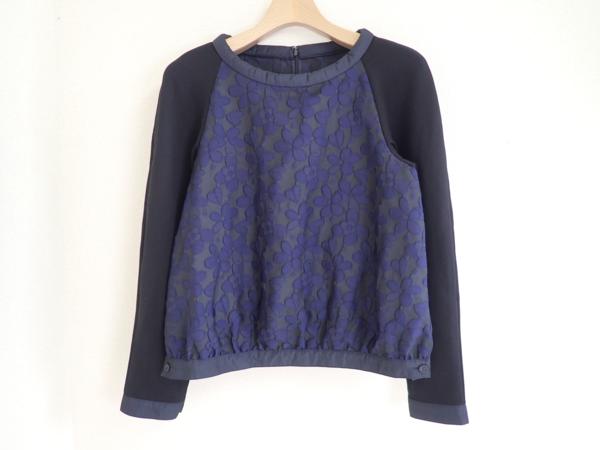 【ユキコハナイ】608 花柄トップス 長袖 ネイビー 8/F04#M