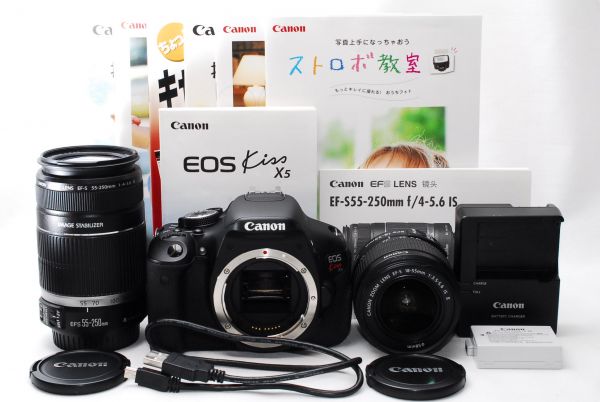 超極上☆Canon キャノン EOS Kiss X5 純正&手振れWレンズ #958 xvpbvx