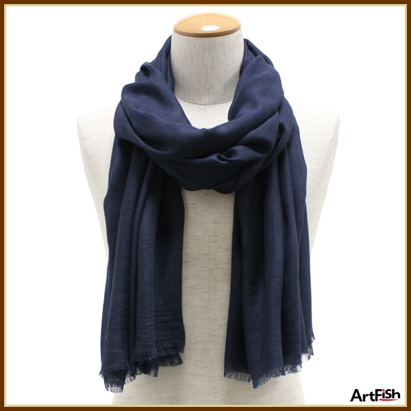 極上の肌触り！モダール 紺 ジャガード大判ストールp173*新品