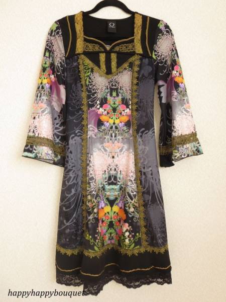 OZZ ONESTE オッズオネスト 長袖ワンピース 黒系 花柄