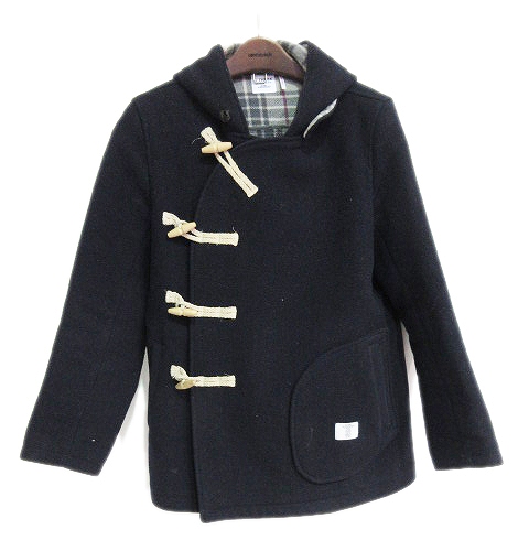 ベドウィン BEDWIN ダッフルコート フード ウール混 厚手 3 紺