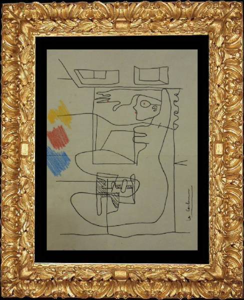 ル・コルビュジエ ★大変希少作品★デッサン (パステル画) 肉筆