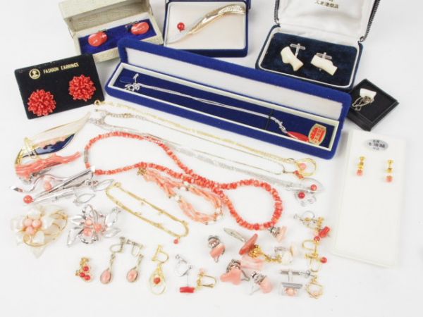 珊瑚 ネックレス ブローチ まとめて デザイン 色々 サンゴ