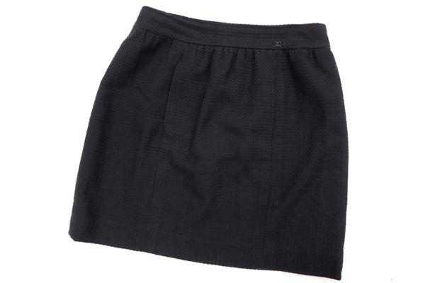 美品◆CHANEL シャネル 台形ミニスカート フレア 38 黒系