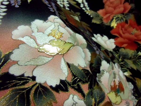 □黒猫□美品/比翼仕立/黒留袖☆螺鈿細工/豪華金箔・刺繍