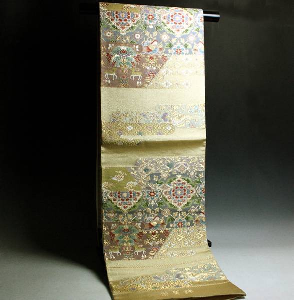 092506超珍品！【紫寶錦”唐華文】純金箔六通柄西陣織袋帯