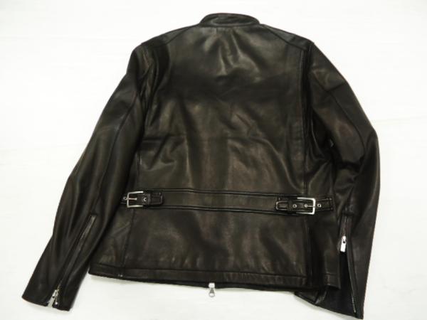 秋物 羊革○メンズ 23区オム ラムレザーライダースジャケット 黒