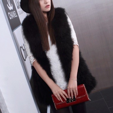 ファー ベスト 天然 毛皮 本物 ジャケット 秋 冬 黒 L