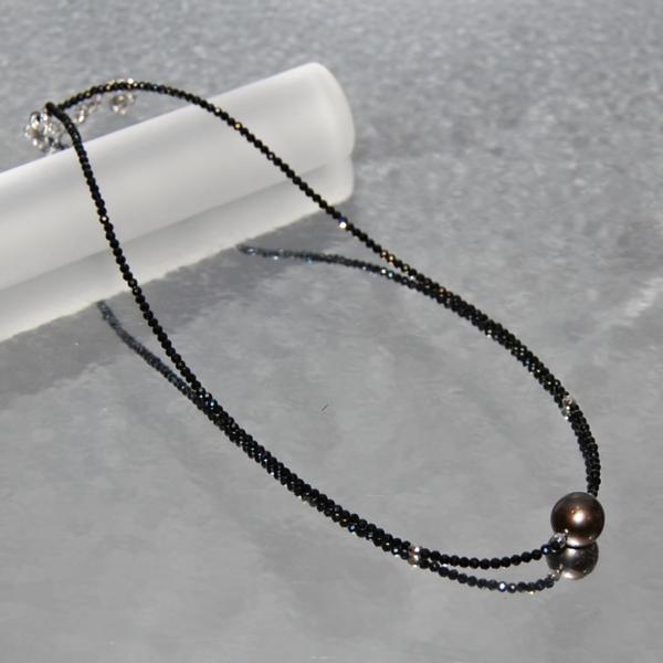 ●1円ンスタートSV黒蝶真珠・ブラックスピネルペンダント