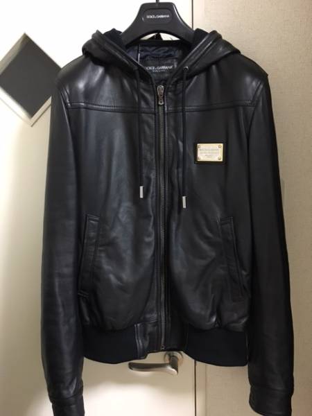 ドルチェ＆ガッバーナ レザー　ジャケット　フード　48 ブラック
