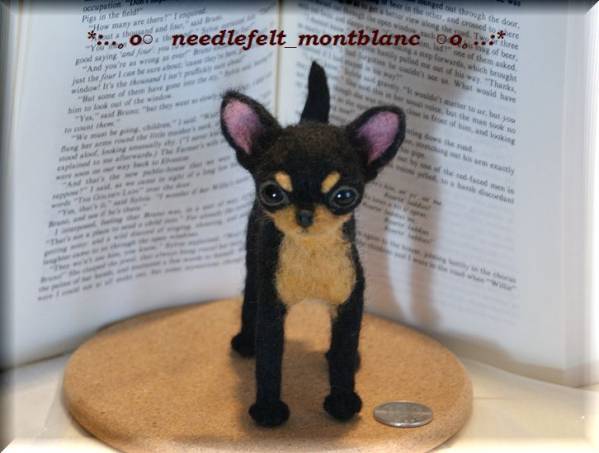 †SR†　羊毛フェルト　犬　チワワ　ブラックタン　スムース
