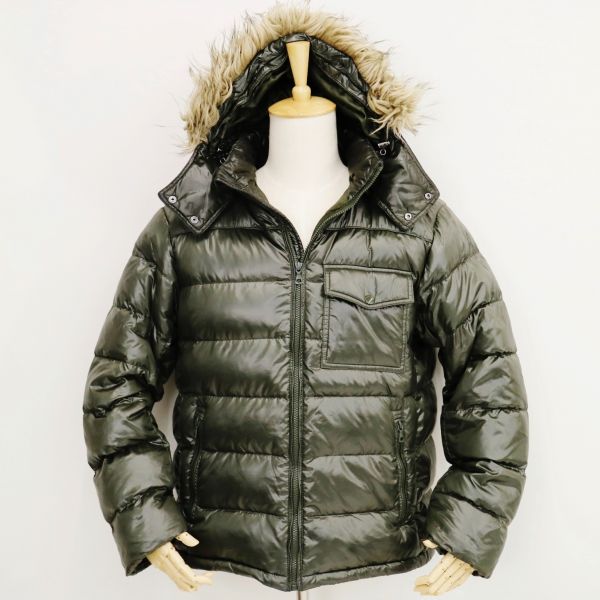 ユニクロ ファー フード ダウンジャケット XL メンズ カーキ 冬