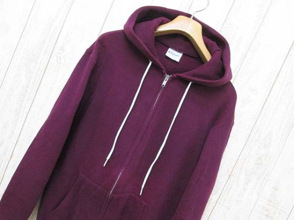 ヘインズ Hanes USA製 ジップアップ パーカー 無地 M パープル