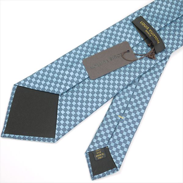 直販本物 新品/LOUIS VUITTON/ネクタイ/シルク100％/ダミエ/ブルー