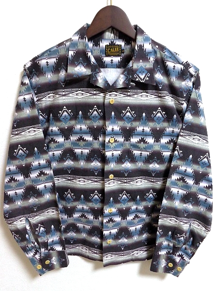 新品CALEEキャリー L/S NATIVE PATTERN 開襟シャツ 黒L 未使用