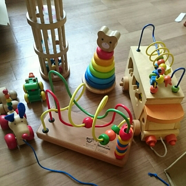 木のおもちゃ 7点 セット ボーネルンド 犬 ワニ 車 知育玩具