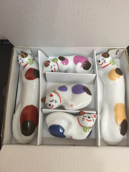 由布院 工房 輪葉葉 まねき猫 箸置き 福ねこ 招き猫 輪葉葉 工房 