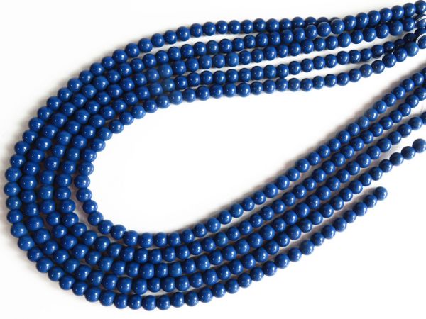 青色の北投石一連ビーズ6mm 40cm 台湾産 ブルーホクトライト