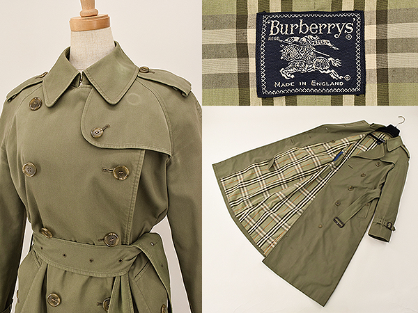 美品バーバリー ヴィンテージ コットン裏地ノバチェック ロング丈 トレンチコート T1080□Burberry's□裏地ノヴァチェック/ロングトレンチコートM