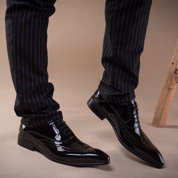 2016♪本革エナメル ビジネスシューズ★ブラック DJa70o 25.5cm