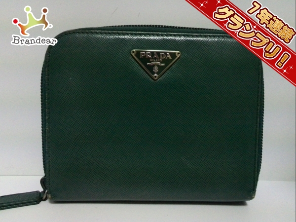 Prada プラダ 2つ折り財布 グリーン系 L字ファスナー プラダ 2つ折り財布 - グリーン レザー PRADA ふ プラダ 【公式通販】