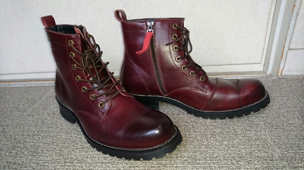 デグナー シフトガード付き レザーZIPブーツ 色ワイン 中古美品