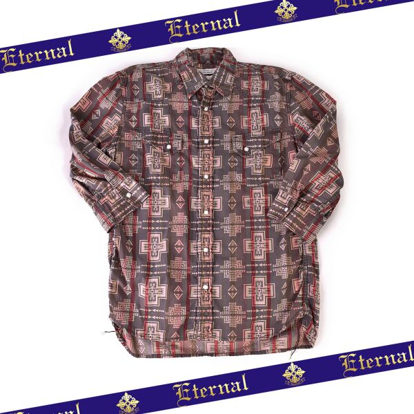 REMI RELIEF レミレリーフ ７分袖ウェスタンシャツ ネイティブ柄