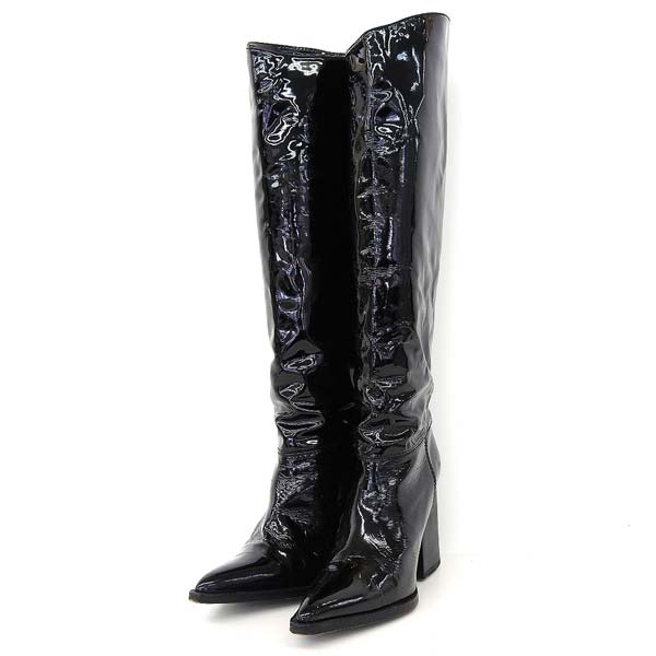 ヴェロニクブランキーノ パテント ロングブーツ 黒 size37.5 VERONIQUE