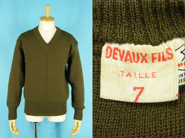 良好 フランス軍 Vネックセーター Size 7 #14526 ヴィンテージ