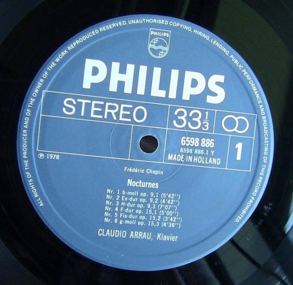 アラウ ショパン/ノクターン全集 PHILIPS 6747485 2LP 蘭
