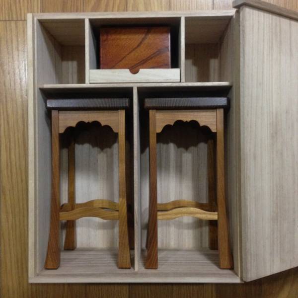 ☆　桑製柾目銀杏面取ウレタン仕上矢倉駒台 桐製収納箱付　☆