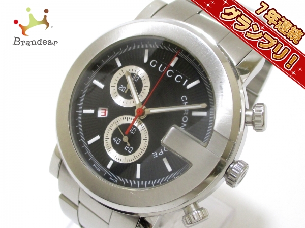 GUCCI(グッチ) 腕時計 Gラウンド 101M メンズ クロノグラフ 黒