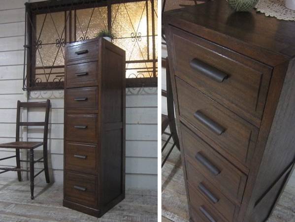 希少!古い木味 縦型⑥杯アンティーク引き出し/台 ケビント収納棚