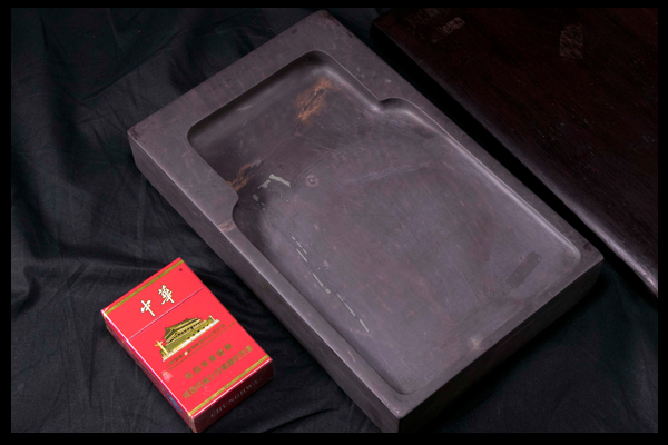 緑屋】中国 古い端渓 硯 龍彫刻 重さ約5kg/書道具 両面彫刻*g