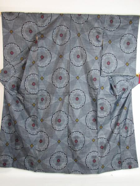 中古着物 アンティーク 正絹 華文 村山大島紬着物 三番蔵2126D