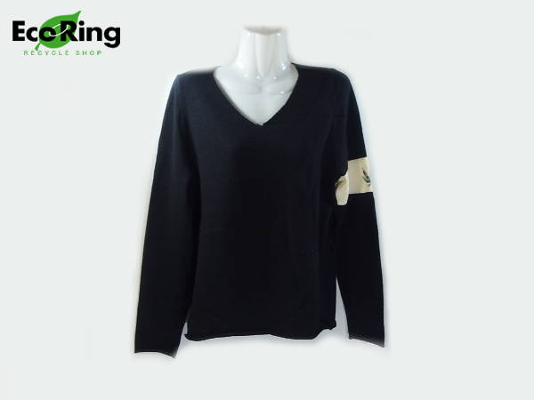 1円 ルシアンペラフィネ カシミア Vネック ニット S 黒 ET588