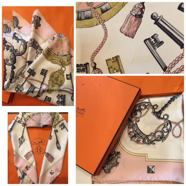 HERMES 大判シルクスカーフ 新品未使用 箱付 鍵デザイン HERMES