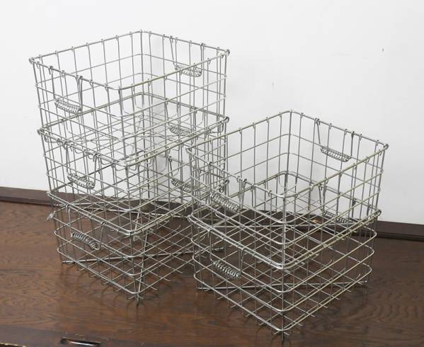 ステンレス レトロ 給食 かご バスケット 5個セット 中古
