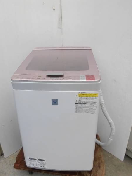 美品 SHARP ES-GX850-P 8.0kg ガラストップ 洗濯機 16年製○