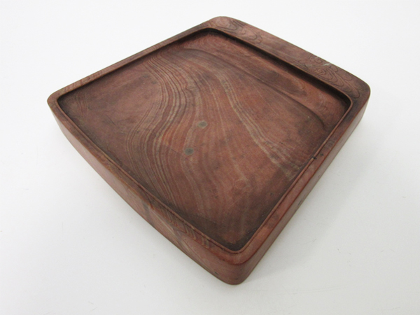 u121◆中国古硯　風字形赤硯　14×13.3×2cm◆書道具