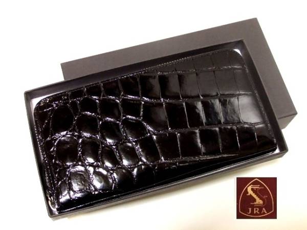 1000円～JRA日本製シャイニングクロコダイルラウンド長財布0810